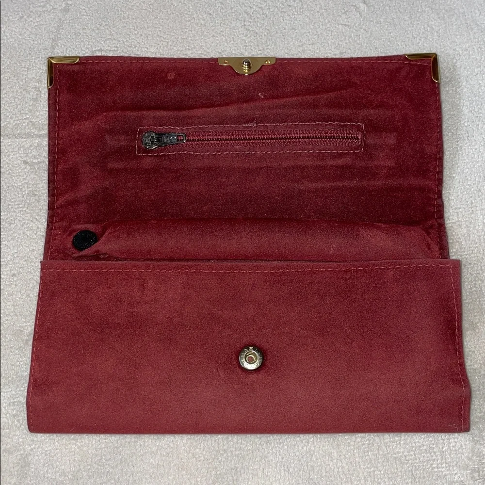 Vintage 1970’s Elegant Burgundy travel jewelry roll. - Picture 3 of 5